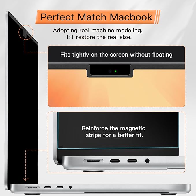 Mamol Magnetic Privacy Screen MacBook Pro 16 Inch 2021-2026 (M1-M2-M3-M4-M5), Removable Anti Blue Light Glare Filter Screen Protector
