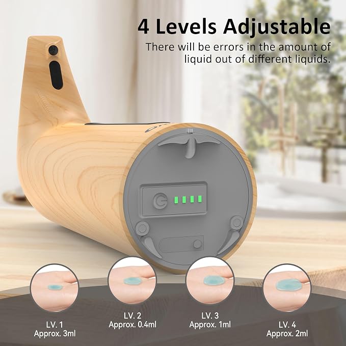 Convenient Automatic Soap Dispenser,4 Adjustable Levels Touchless Hand Sanitizer Pump, 400 ml Countertop Electric Soap Dispenser for Bathroom,Kitchen (Light Grain+Light Grain)