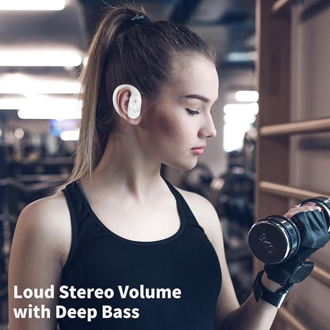 Wireless Earbuds Bluetooth Headphones 96H Playtime LED Display Waterproof Built in Mic Deep Bass Sound Secure Over Ear buds Earhooks for iPhone Android Samsung Cell Phones Sport Workout Gaming Running