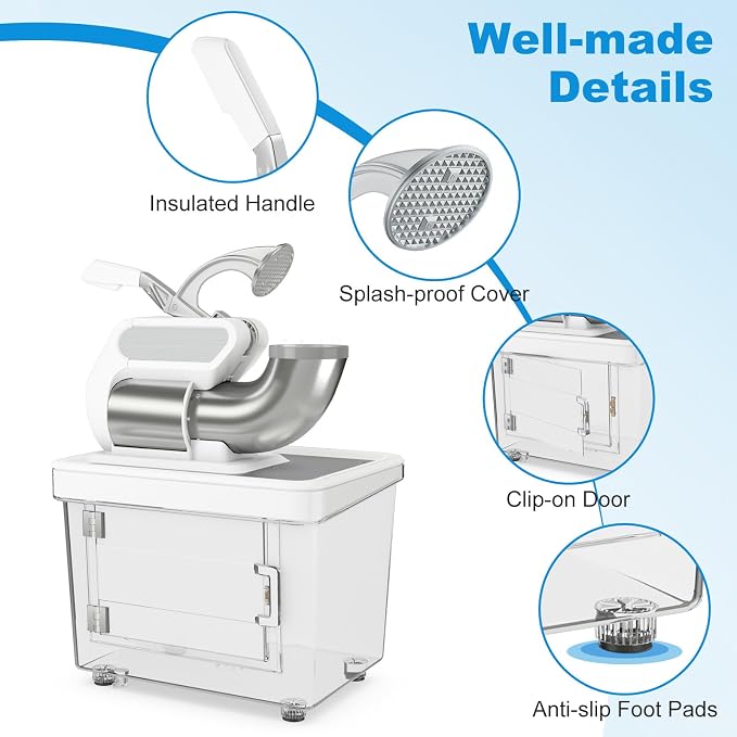 COSTWAY Electric Ice Crusher, 660 LBS/H Snow Cone Machine with Dual Blades, 300W ETL Approved Shaved Ice Machine for Home Parties, Restaurants and Bars (White)