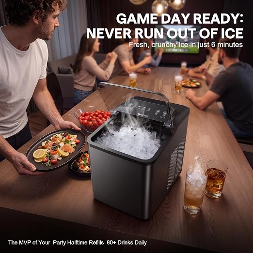 Nugget Ice Maker Countertop, Pellet Ice Makers Soft Chewable Ice 35lbs/Day, Premium Stainless Steel Ice Maker Machine Ready in 6 Mins with Scoop, Touch Screen & Auto Ice Drop for Home Kitchen Office