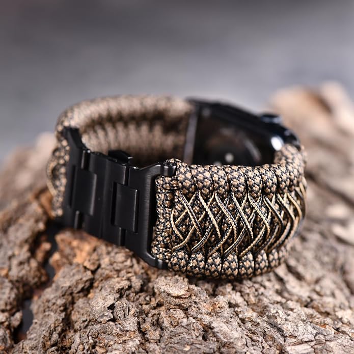 Tefeca Titan Series Paracord Band Compatible with Apple Watch Ultra 2/49mm, Series 10/46mm, 9/8/7/45mm, SE2/SE/6/5/4/44mm, and 3/2/1/42mm