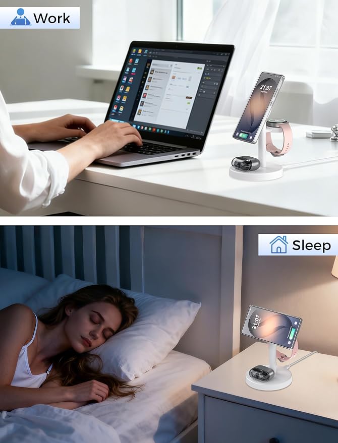 Magnetic Wireless Charger for Samsung, 3 in 1 Fast Charging Station Phone Charger Stand Compatible with Samsung Galaxy S26 S25 S24 S23 Ultra Z Fold/Flip 7, Galaxy Watch Ultra 8 7 6, Buds 4/3 Pro