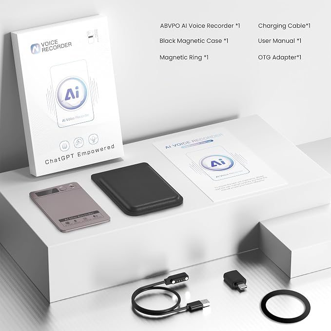 AI Voice Recorder, Transcribe & Summarize, AI Noise Cancellation Technology, Supports 152 Languages, 64GB Memory APP Control Audio Recorder for Lectures, Meetings, Calls (Starlight)