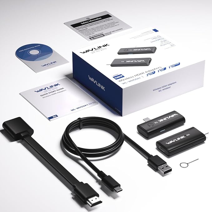 WAVLINK Wireless USB-C Transmitter and HDMI Receiver | 100FT/30M Transmission, Plug & Play, 4K Decoding, 1080P@60Hz Output, 5G Band for Meetings, Movies, Teaching and Daily Using
