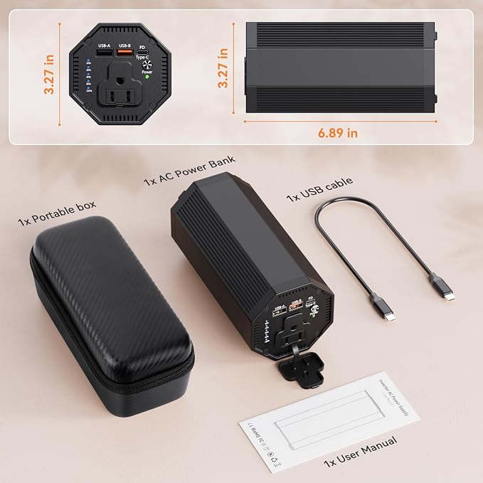 AC Outlet Laptop Power Bank, 65W PD Portable Laptop Charger, 100W/27000mAh Power Station Travel Portable Battery Pack for Outdoor Camping Travel Home Office Hurricane Emergency Use1