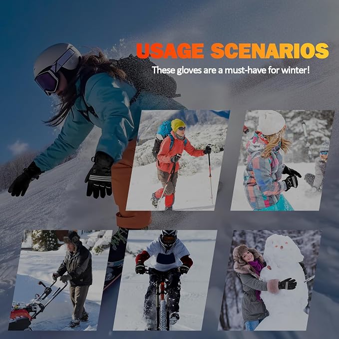 Heated Gloves for Men Women, Rechargeable Heated Gloves with 4 Temperature Modes, 7.4V 5000mAh Battery Waterproof Camping Hand Warmers for Motorcycle Skiing Hiking