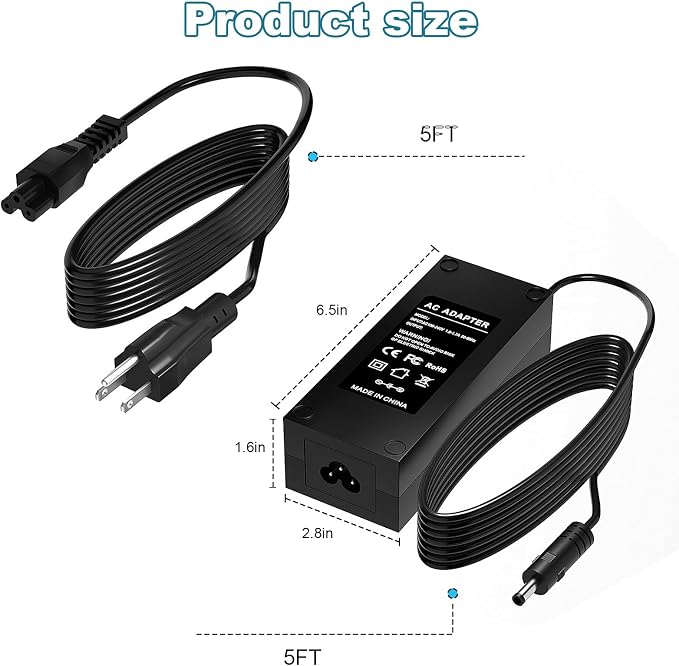 19V Charger for Lifestyle Rhythm Healthcare Portable Oxygen Concentrator Compatible with P2/P2-E6/P2-E7 Power Adapter Cord