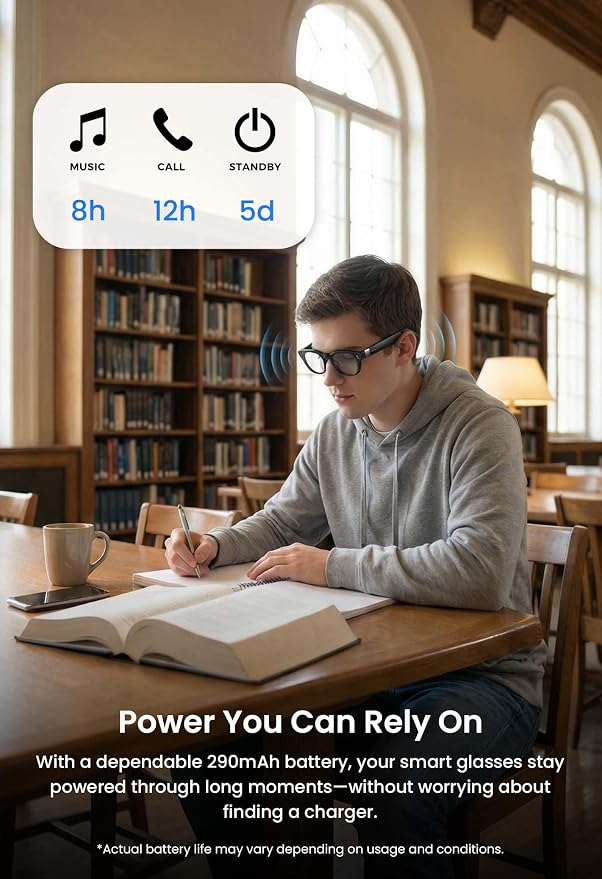 DPVR AI Smart Glasses with Camera and Bluetooth – 8MP HD Camera Glasses for Men & Women, Video Recording Glasses with Voice Assistant, 144-Language Real-Time Translation, for Travel, Work, Music, Vlog