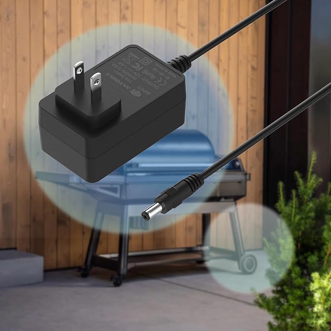 ANTOBLE 12V Power Supply for Char-Griller Gravity Fed 980 Replacement Power Adapter Part for Akorn Auto Kamado E6480 Charcoal Grill Power Cord for Chargriller Grill Charger Cord, 15 Ft