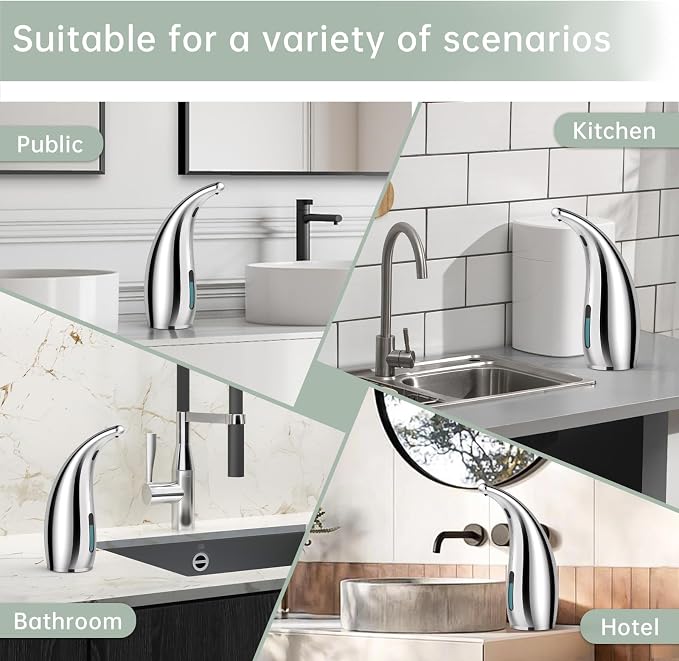 5-in-1 Automatic Soap Dispenser Touchless Set,300ML Hand & Dish Countertop Electric Liquid Rechargeable Dispenser with Sensor,Modern 4 Gear Adjustable Kitchen Auto Soap Pump