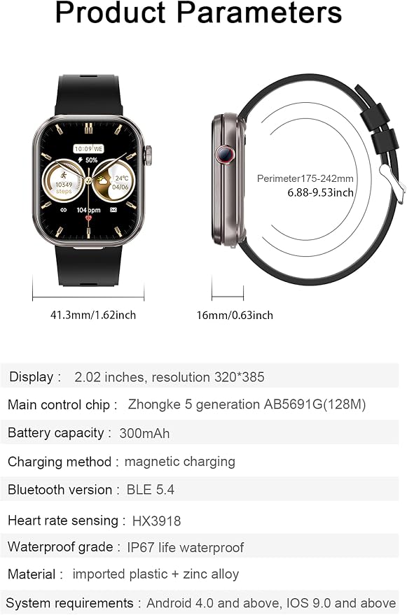 Smart Watch with Earbuds, 2.02" HD Screen, 2 in 1 Fitness Tracker with Wireless Earphone, Waterproof, Compatible for Android iOS, Comes with 2 Watch Straps, Rose Gold