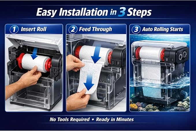 Podoy Replacement Fleece Roll Compatible with Red Reef 500, Aquarium Automatic Filter Media Roll for Saltwater & Reef Tanks, High-Density Mechanical Filtration, 1 Pack