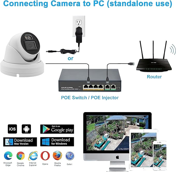 Real HD 8MP 4K PoE IP Full Color Night Vision Security Camera Outdoor, 2.8mm Wide Angle, H.265, Waterproof IP66, Metal Housing Turret Dome IP Camera, NDAA Compliant