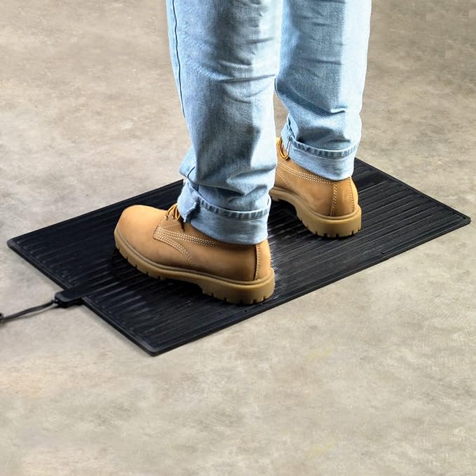 Cozy Products Electric Foot Warmer, Large and Portable Heated Rubber Mat, Personal Space Heater for Home, Office, Garage, and Car, 120 Watts, 8 lbs, 22.95" x 13.97" x 0.70"