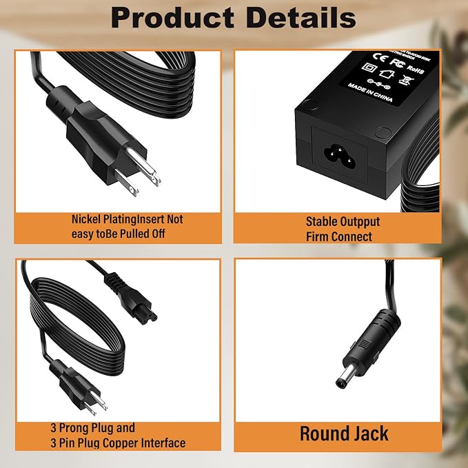19V Charger/for Lifestyle Rhythm Healthcare P2, E6, E7, P2E6, P2E7, BA-P200, and BA-P201 Portable Oxygen concentrators; P2ACA-1, P2DCA-1, EDAC ED1010C, and EM11012E AC/DC Adapter Power Cords