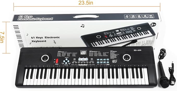 61 keys keyboard piano, Electronic Digital Piano with Built-In Speaker Microphone, Portable Keyboard Gift Teaching for Beginners, electric piano for youth