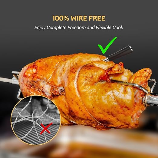 Bluetooth Meat Thermometer - Wireless Meat Thermometer for Grilling and Smoking with IP67 Dual Sensor Probes - Food Thermometer with Smart App Alert for BBQ, Smoker, Oven, Grill and Cooking