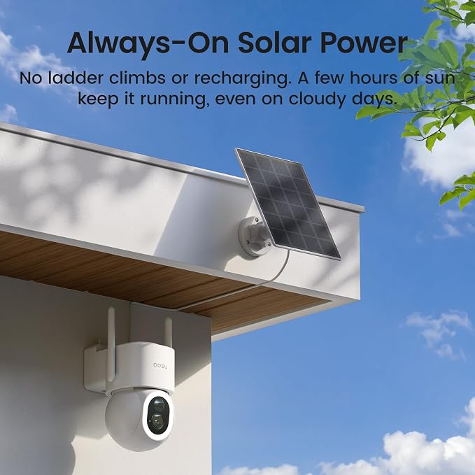 aosu SolarCam D1 Max, 4K Solar Security Cameras Outdoor Wireless, 360° Pan & Tilt Coverage, Auto Tracking, Color Night Vision, Local Storage, No Subscription Required