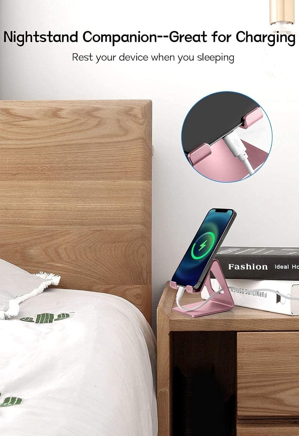 Desk Cell Phone Stand, Phone Holder, Desktop Phone Cradle Dock for iPhone 14 13 12 pro 11 X Xs max 8 7 6 6s Plus SE 5 5S Samsung All Smart Phones,Pink