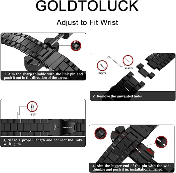 GOLDTOLUCK No Gap Stainless Steel Band Compatible with Samsung Galaxy Watch 8 7 6 5 4 Classic FE Pro Ultra 40mm 44mm 46mm 43mm 47mm 45mm 42mm Replacement Men Women Milanese Metal Elegant Casual