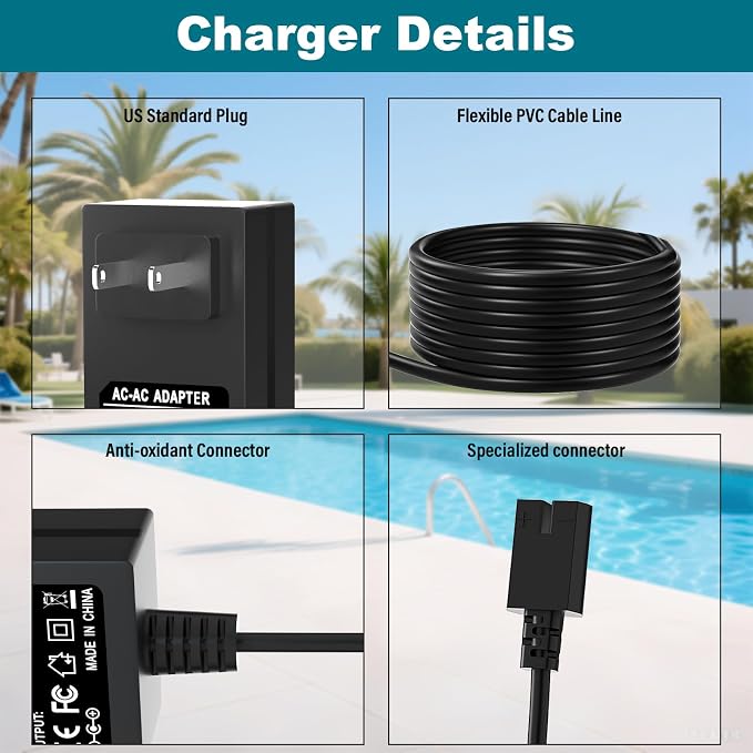 25.2V Charger for Gosvor Robotic Pool Cleaner Only Compatible with Gosvor Pivot GS10 GS-10 21.6V Li-ion Battery Power Adapter Cord