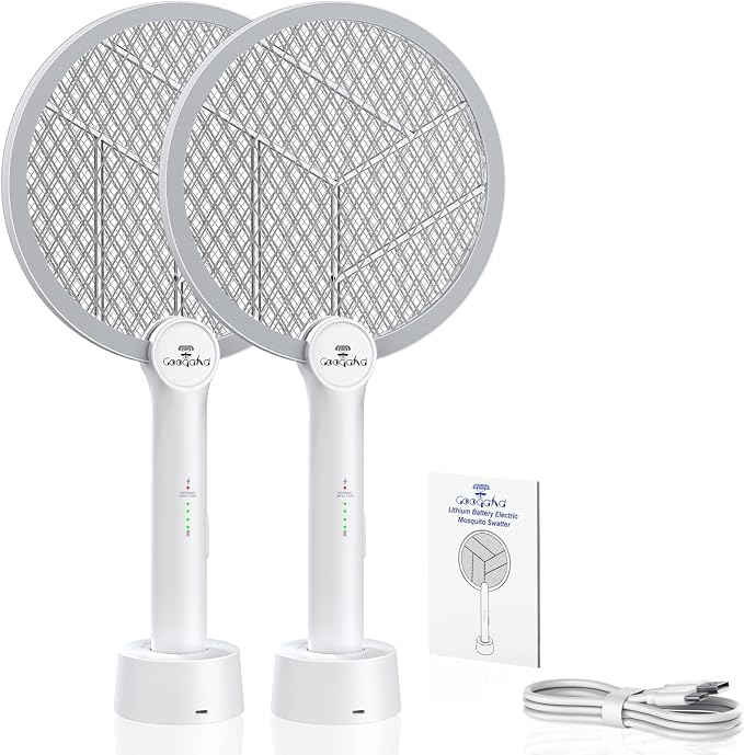 Bug Zapper Racket, 2 in 1 Mode Electric Fly Swatter USB Rechargeable, 4000V Electric Fly Zapper with 3 Layer Safety Mesh, Indoor Outdoor Electric Racket for Kitchen, Bedroom, Camping