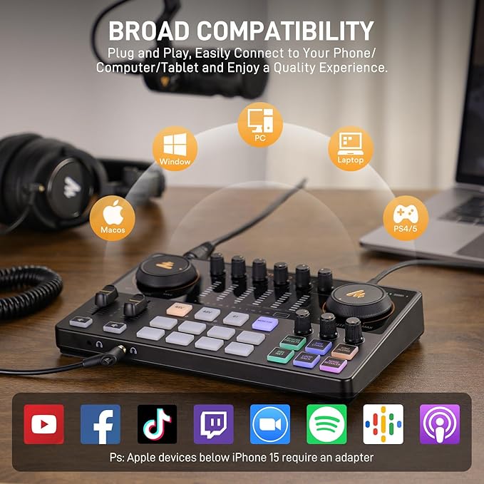MAONO Podcast Equipment Bundle for 2: Audio Interface Mixer with 2 XLR Dynamic Mic Noise Reduction Podcast Streaming MaonoCaster E2 Gen2C