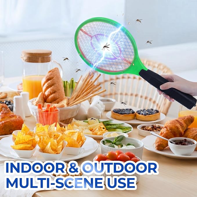 8 Pack Electric Fly Swatter, 3000V Bug Zapper Racket for Indoor Pest Control Mosquito Zapper for Indoor Outdoor Battery Operated Flies Killer 3-Layer Safety Mesh AA Battery Powered, Not Included