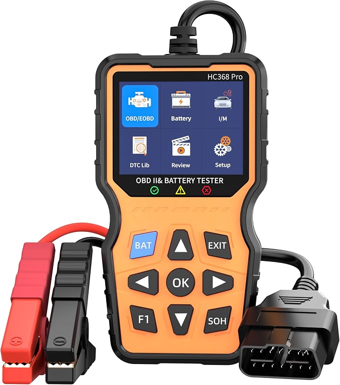 OBD2 Scanner Diagnostic Tool, Check Engine Code Reader & Car Scanner, Mode 6 Mode 8 & I/M Readiness for Smog Check, Battery Test & EPB/SAS Reset, Orange