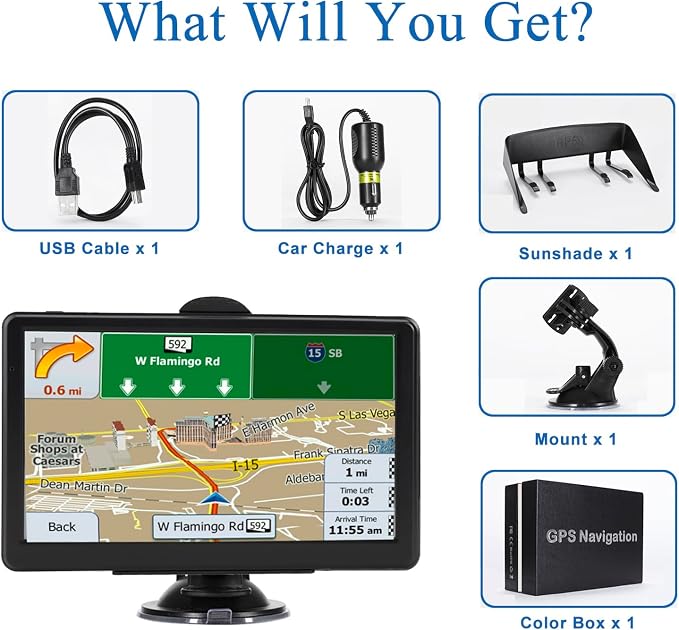 GPS Navigation for Car Truck - Navigation System 7 Inch Touchscreen Navigator with,2026 Map (Free Lifetime Updates),RV Vehicle GPS for Trucker with Speed Warning, Voice Guidance
