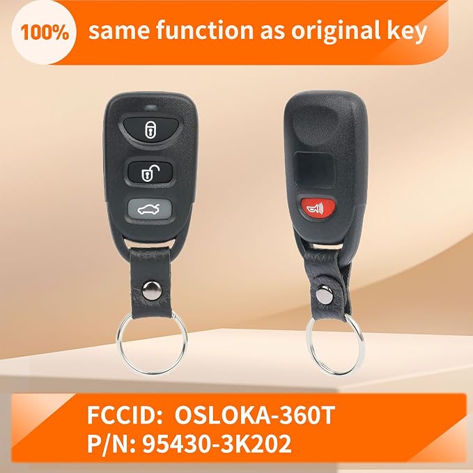 Keyless Entry Remote DIY Kit 4 Button Compatible with Hyundai Elantra 2007-2016. Sonata 2006-2014 (FCCID:OSLOKA-360T)