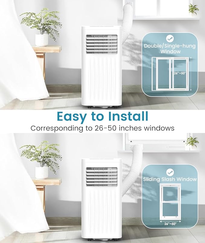 Electactic 8000 BTUs Portable Air Conditioners, 3-IN-1 Portable AC Unit with Cooling, Dehumidification, Fan & Sleep Mode, 24H Timer, Remote Control and Window Kit for Bedroom Home Office