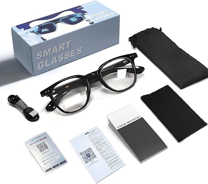 AI Smart Glasses with Open Ear Speaker, 5.4 Bluetooth,Voice Assistant Compatible,Real-Time Translation,Auto Color-Changing Lenses for Business&Outdoor Activities.