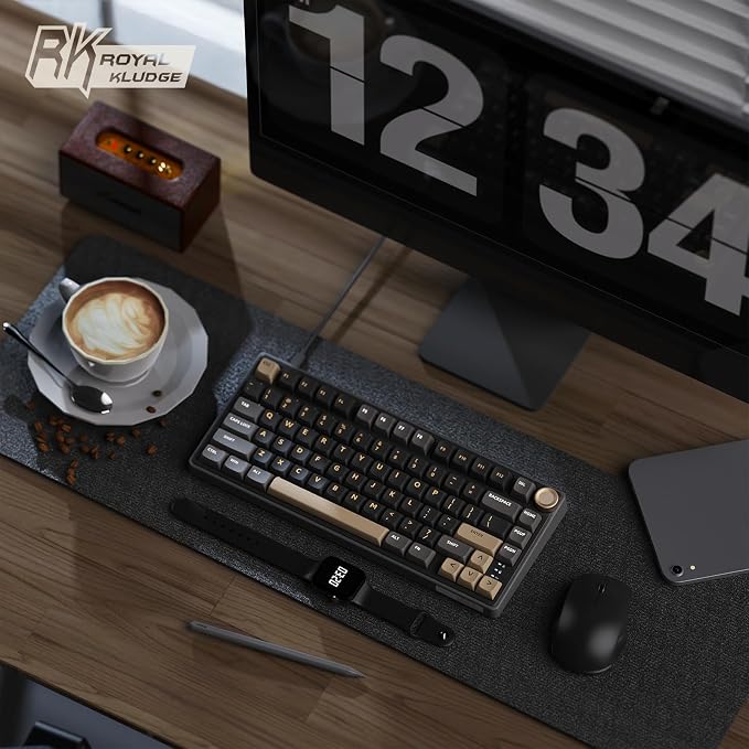 RK ROYAL KLUDGE R75 Wired Mechanical Keyboard with Volume Knob, 75% Mechanical Gaming Keyboard Gasket Mount, Hot Swappable Silver Switch, MDA Profile PBT Keycaps, Creamy Keyboards, Black