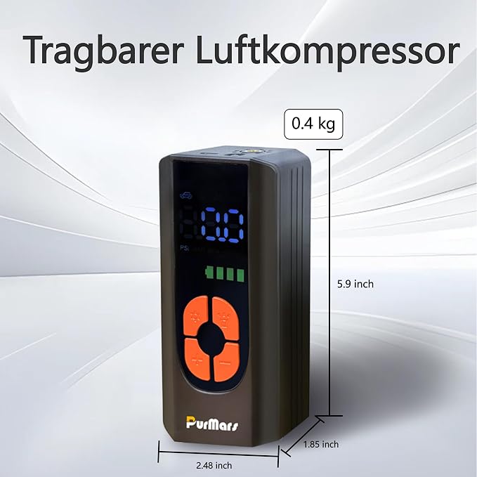 Tire Inflator Portable Air Compressor,Cordless Mini Pump,150PSI Car Tires Air Pump with Pressure Gauge,USB-C Rechargeable Electric Air Compressor for Motorcycle,Bike,Balls,LED Light,Auto Stop