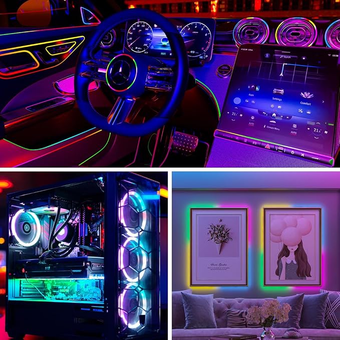 BTF-LIGHTING WS2812B IC RGB 2.7mm Ultra Narrow LED Strip 0807SMD DC12V Individually Addressable 6.4FT 160Pixels/m 320LED Dream Color Tape Light for Home DIY Decoration IP30 (No Adapter or Controller)
