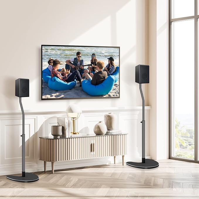 Mounting Dream Height Adjustable Speaker Stands Mounts, One Pair Floor Stands, Heavy Duty Base Extendable Tube, 11 LBS Capacity Per Stand, MAX 39" Height Adjustment MD5401 (Speakers Not Included)