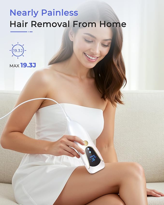 Laser Hair Removal for Women and Men, Air 15 Ice-cooling IPL Device Hair Removal for Nearly Painless & Long-Lasting Results From Home, 3 Modes & Auto Flashing for Fast Full Body Hair Removal