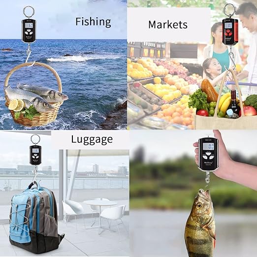 Digital Luggage Scales, 200kg/100g Mini Crane Scale Portable Heavy Duty Crane Scale LCD Display with Backlight Industrial Digital Scales (Color : Red, Size : 200Kg/100g)(Silver)