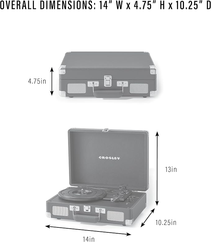 Crosley CR8005F-IB Cruiser Plus Vintage 3-Speed Bluetooth in/Out Suitcase Vinyl Record Player Turntable with Built-in Speakers, Ink Blue