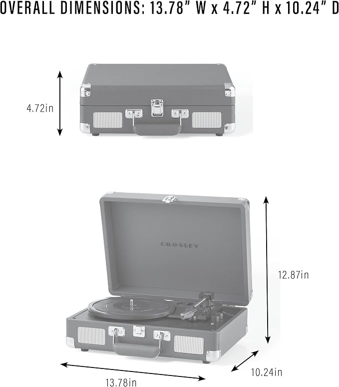 Crosley CR8005F-TE Cruiser Plus Vintage 3-Speed Bluetooth in/Out Suitcase Vinyl Record Player Turntable, Taupe