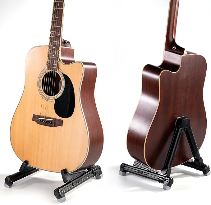 ENO MUSIC Guitar Stand - Alumium Alloy A-Frame Universal Folding Stand, Suitable for Acoustic, Electric & Bass Guitars - Black