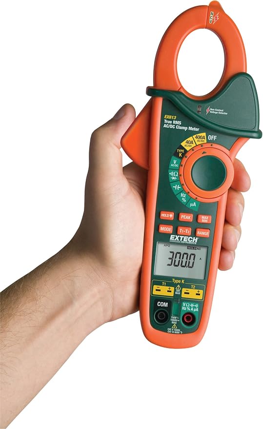 Extech EX613 Clamp Meter 400A with Dual Type K Inputs and IR Thermometer