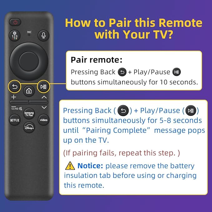 Rechargeable Voice Remote for Samsung Smart TVs, Replacement for 2019–2026 Samsung TV Remote Control with Solar Charging and Voice Search. 2-Year Warranty.