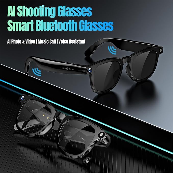 AI Smart Glasses with Camera, 4K Photos & 1080P Video,Real-Time Translation, Bluetooth 5.3, Assistant Conversation, Suitable for Vlogging,Cycling, Hiking Travel, Business