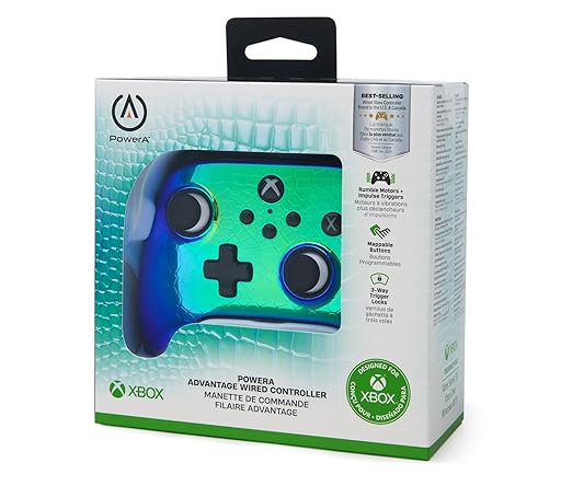 PowerA Advantage Wired Controller for Xbox Series X|S - Raptor Chrome, gamepad, wired video game controller, gaming controller, USB-C, Works with Xbox One, Officially Licensed