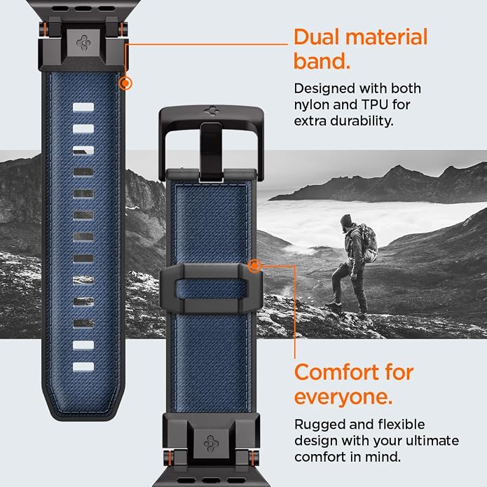 Spigen DuraPro Armor Durable Metal Connector Strap Designed for Apple Watch Band Compatible with Ultra 2/1 49mm, Series 10 46mm, 9/8/7 45mm, SE2/SE/6/5/4 44mm, 3/2/1 42mm