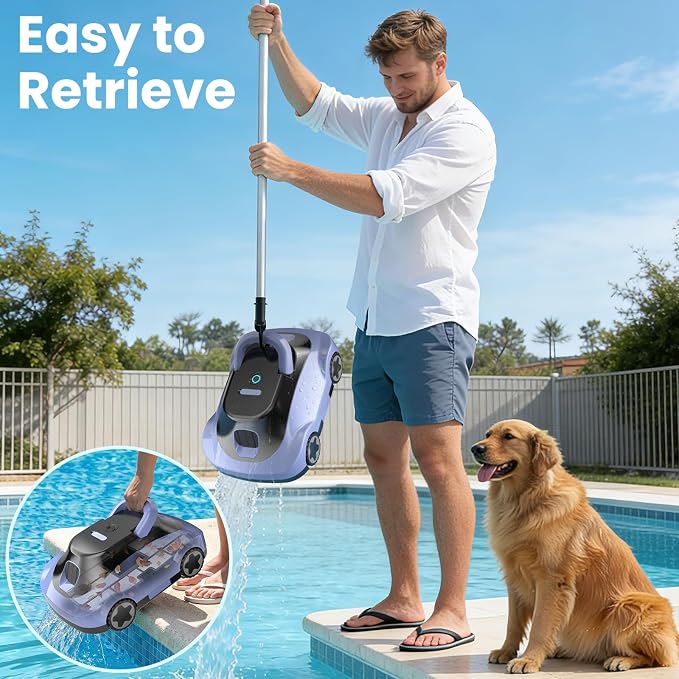 (2026 Upgrade) Cordless Robotic Pool Cleaner, Automatic Pool Vacuum for Above Ground & Inground Pools, 180-Min Runtime, 3L Basket for Leaves & Debris, Auto-Parking, Powerful Suction up to 2200 Sq.Ft