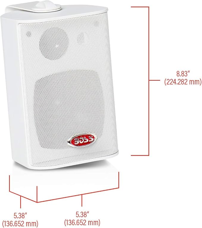 Boss Audio MR4.3W 200-Watt 3 Way Marine 4-Inch Enclosed System Speaker, White